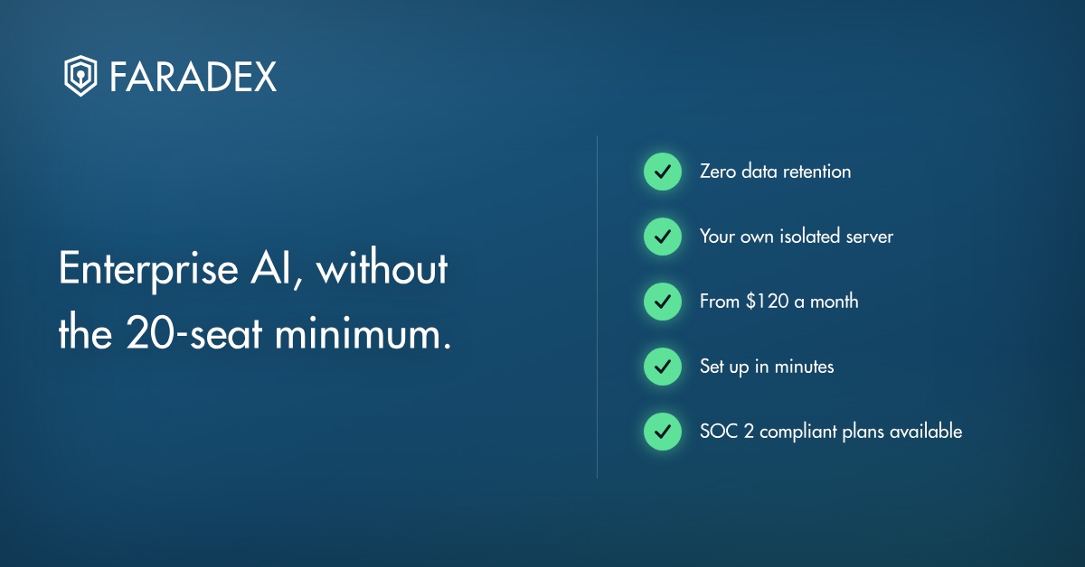 Enterprise-grade AI for firms of 5, 10 or 20. No seat minimum. No CTO.